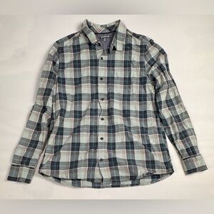 Toad&Co Airscape Long Sleeve Organic Cotton Button Down Shirt Men’s M Gray Plaid